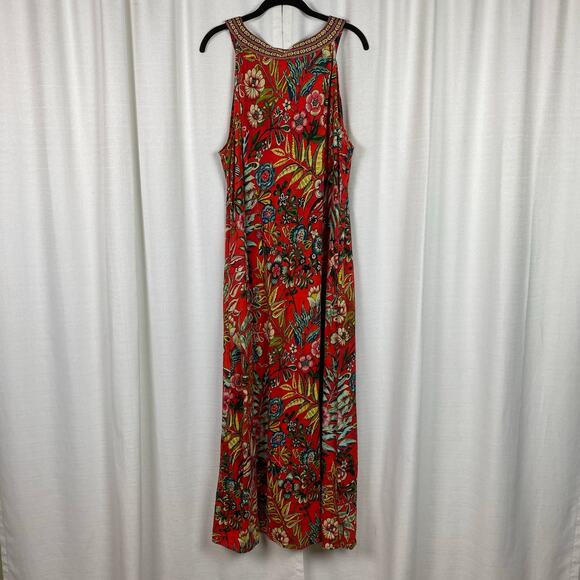 Soft Surroundings Orange Tropical Floral Onani Maxi Dress Sz.1X - Picture 9 of 13